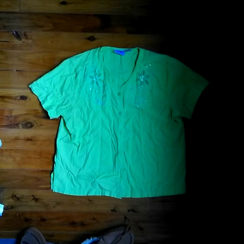 Jane Ashley green 2 piece XL top and cropped pants